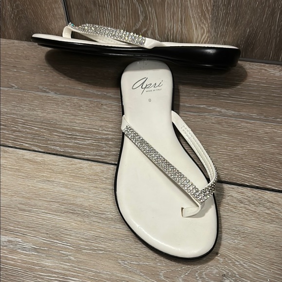 Apri -Man Made in Italy White Rhinestone Sandals with Cushioned Footbed - Picture 6 of 9